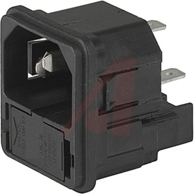 Schurter C14 Snap-In IEC Connector Male, 10A, 250 V, Fuse Size 5 x 20mm