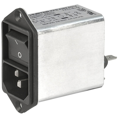 Schurter 6A, 250 V ac Male Screw Filtered IEC Connector 2 Pole 4302.5314, Quick Connect