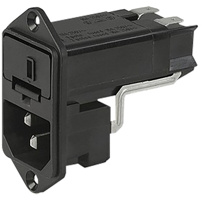 Schurter C14 Panel Mount IEC Connector Male, 10A, 250 V, Fuse Size 5 x 20mm