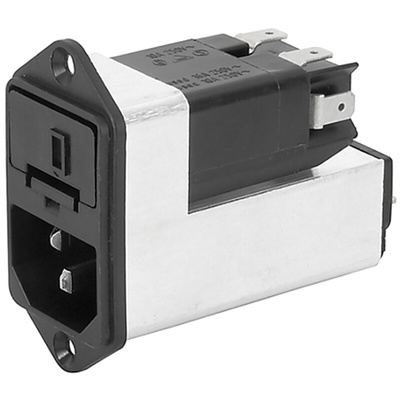 Schurter 4A, 250 V ac Male Screw Filtered IEC Connector 4303.5225, Quick Connect 2 Fuse