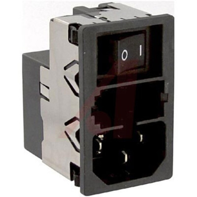 Schurter 10A, 125 V ac, 250 V ac Male Snap-In Filtered IEC Connector 2 Pole KMF1.1291.11, Quick Connect 1 Fuse