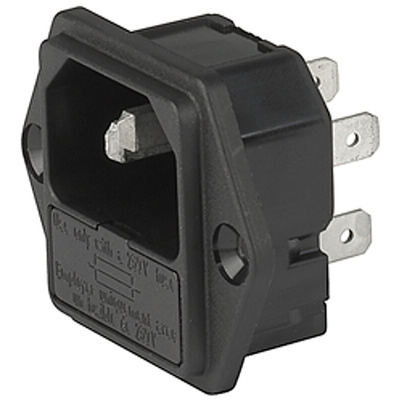 Schurter C14 Panel Mount IEC Connector Male, 10A, 250 V, Fuse Size 5 x 20mm