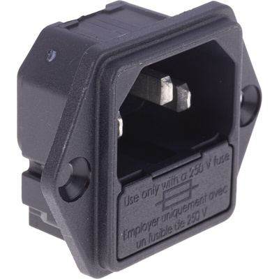 Schurter C14 Panel Mount IEC Connector Male, 10A, 250 V, Fuse Size 5 x 20mm