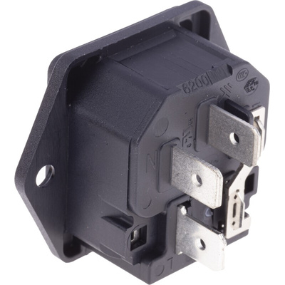 Schurter C14 Panel Mount IEC Connector Male, 10A, 250 V, Fuse Size 5 x 20mm