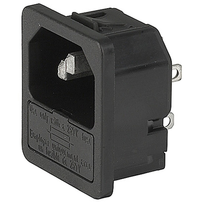 Schurter C14 Snap-In IEC Connector Male, 10A, 250 V, Fuse Size 5 x 20mm
