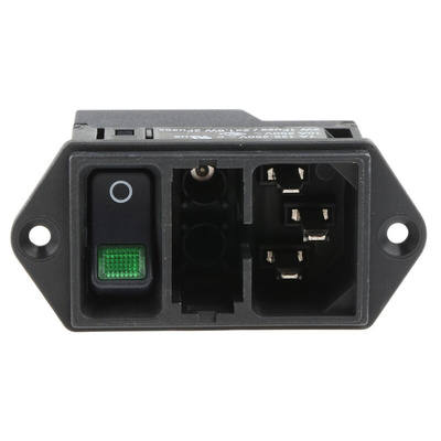 Schurter C14 Panel Mount IEC Connector Male, 10A, 250 V, Fuse Size 5 x 20mm