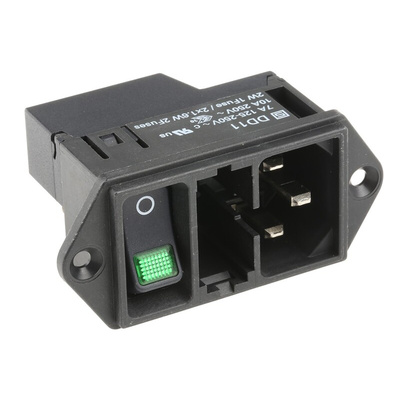 Schurter C14 Panel Mount IEC Connector Male, 10A, 250 V, Fuse Size 5 x 20mm