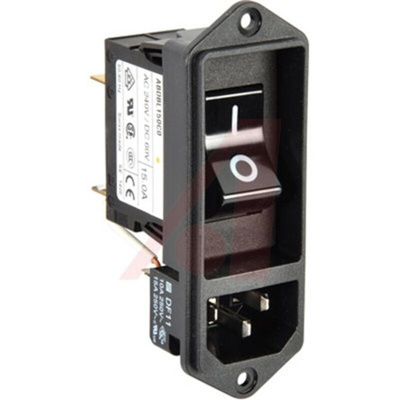 Schurter C14 Panel Mount IEC Connector Male, 15A, 250 V