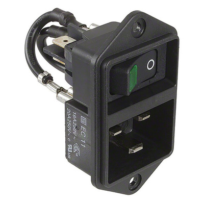 Schurter C20 Panel Mount IEC Connector Male, 16A, 250 V