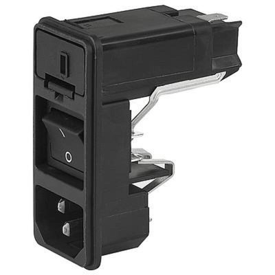 Schurter C14 Snap-In IEC Connector Male, 10A, 125 V, 250 V, Fuse Size 5 x 20mm