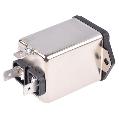 TE Connectivity 3A, 250 V ac Male Flange Mount IEC Filter 1-6609115-2, Spade 2 Fuse
