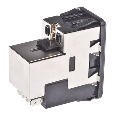 TE Connectivity 10A, 120 V ac, 250 V ac Male Snap-In IEC Filter 2 Pole 5-6609107-3, Spade 2 Fuse