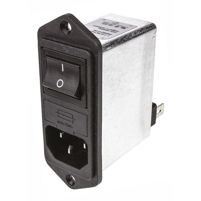 Schaffner 10A, 250 V Male Flange Mount IEC Inlet Filter 2 Pole FN282-10-06, Faston 2 Fuse