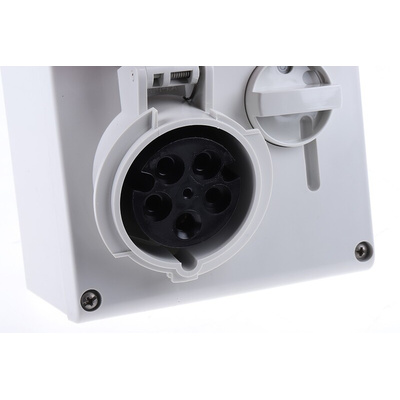 Scame Horizontal Switchable IP66, IP67 Industrial Interlock Socket 3PN+E, Earthing Position 6h, 16A, 415 V