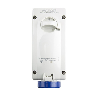 Scame Switchable IP67 Industrial Interlock Socket 2P+E, Earthing Position 6h, 16A, 250 V