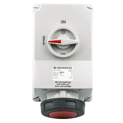 MENNEKES Switchable IP67 Industrial Interlock Socket 3PN+E, Earthing Position 6h, 63A, 400 V