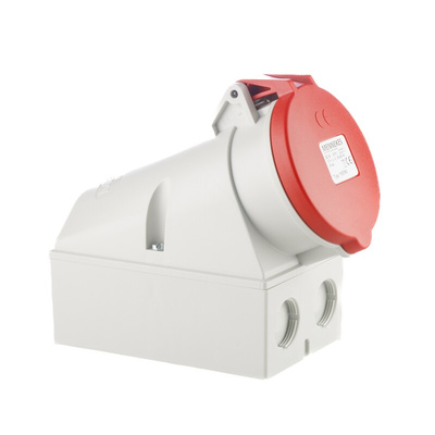 MENNEKES IP44 Red Wall Mount 5P 20 ° Socket, Rated At 32A, 415 V