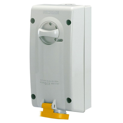 Scame Switchable IP44 Industrial Interlock Socket 2P+E, Earthing Position 4h, 32A, 130 V