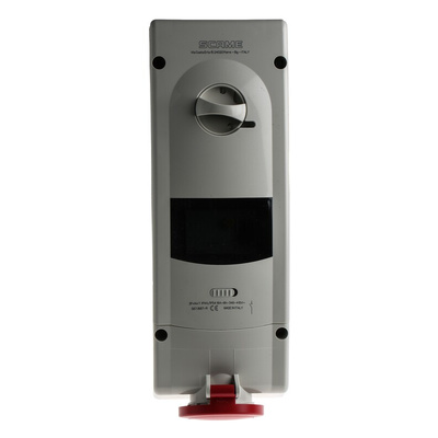 Scame Switchable IP44 Industrial Interlock Socket 3P+N+E, Earthing Position 6h, 16A, 400 V