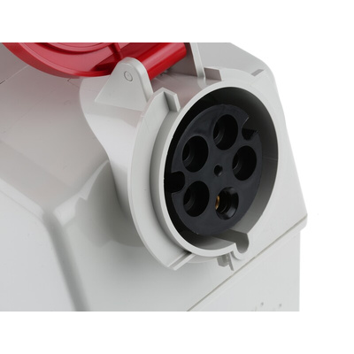 Scame Switchable IP44 Industrial Interlock Socket 3P+N+E, Earthing Position 6h, 32A, 400 V