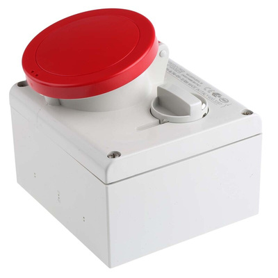 Scame Switchable IP44 Industrial Interlock Socket 3P+N+E, Earthing Position 6h, 32A, 400 V