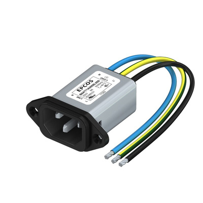 EPCOS 8A, 250 V ac/dc Male Panel Mount IEC Inlet Filter B84771A0008L000, Wire