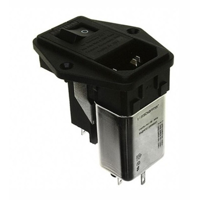 Schaffner,6A,250 V ac Male Panel Mount IEC Filter FN 388-6/21,Solder