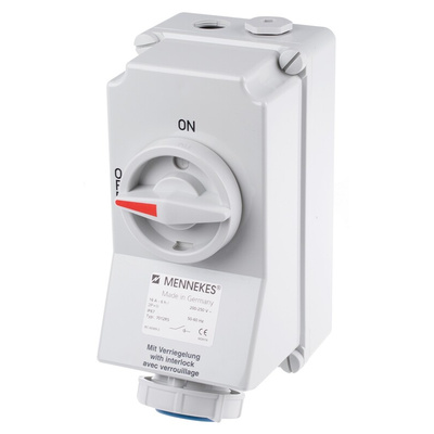 MENNEKES Switchable IP67 Industrial Interlock Socket 2P+E, Earthing Position 6h, 16A, 230 V