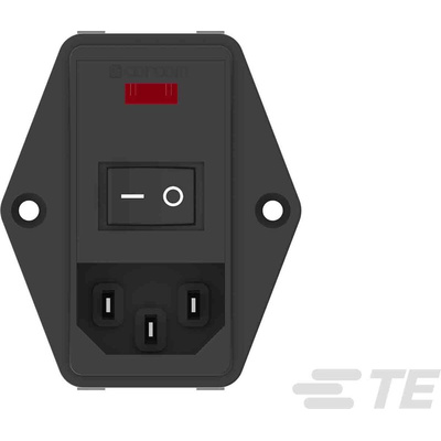 TE Connectivity 6A, 115 V ac, 230 V ac Flange Mount IEC Inlet Filter PE0S0DH6B, Faston