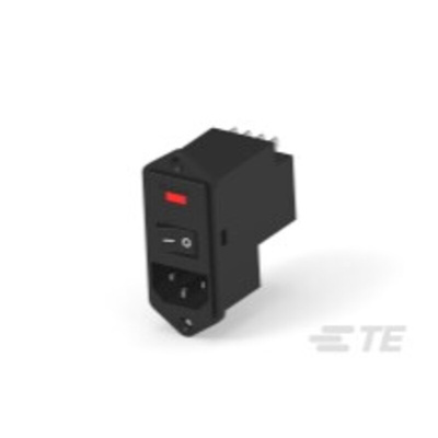 TE Connectivity 6A, 115 V ac, 230 V ac Male Flange Mount IEC Inlet Filter 2 Pole PM0S0DH60