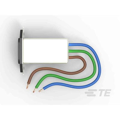 TE Connectivity 3A, 250 V ac Flange Mount IEC Inlet Filter 3EJT8F, Wire Lead