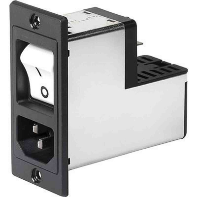 Schurter 6A, 250 V ac Screw Mount Filtered IEC Connector 3-109-560
