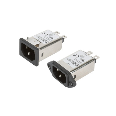 XP Power 3A, 264 V ac Male Screw IEC Inlet Filter FASAS03SFR, Faston 1 Fuse