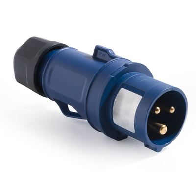 RS PRO IP54 Blue Cable Mount 3P Industrial Power Plug, Rated At 32A, 200 → 250 V