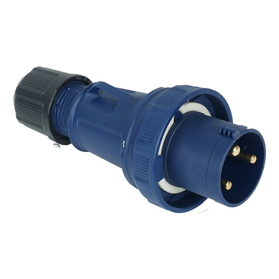 RS PRO IP67 Blue Cable Mount 2P + E Industrial Power Plug, Rated At 63A, 200 → 250 V