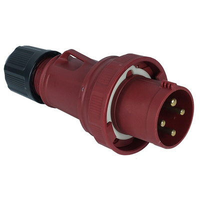 RS PRO IP67 Red Cable Mount 3P + E Industrial Power Plug, Rated At 63A, 380 → 415 V