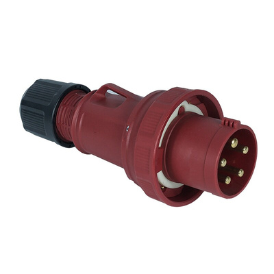 RS PRO IP67 Red Cable Mount 3P + N + E Industrial Power Plug, Rated At 63A, 380 → 415 V