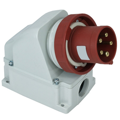 RS PRO IP67 Red Wall Mount 3P + N + E Industrial Power Plug, Rated At 63A, 380 → 415 V