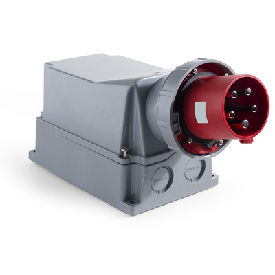 RS PRO IP67 Red Wall Mount 3P + N + E Industrial Power Plug, Rated At 125A, 380 → 415 V