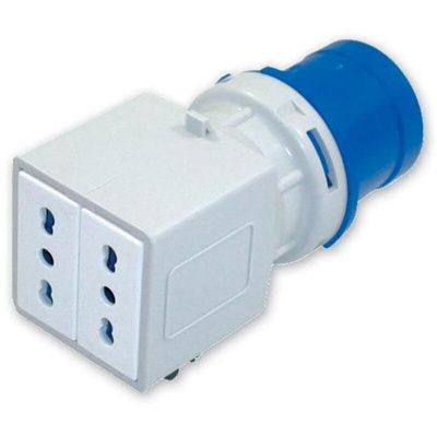 RS PRO IP20 Blue 2P + E Industrial Power Connector Adapter Plug, Socket, Rated At 16A, 230 V