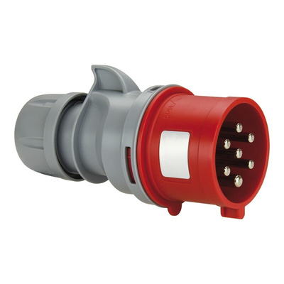 RS PRO IP54 Red Cable Mount 7P Industrial Power Plug, Rated At 32A, 400 V