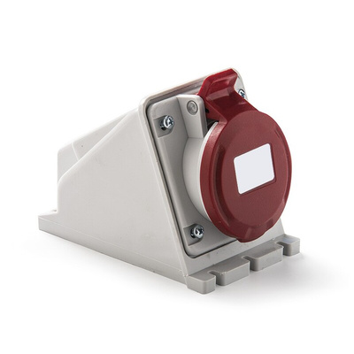 RS PRO IP44 Red Wall Mount 3P + E Industrial Power Socket, Rated At 32A, 380 → 415 V