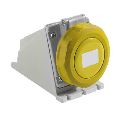 RS PRO IP67 Yellow Wall Mount 2P + E Industrial Power Socket, Rated At 16A, 100 → 130 V