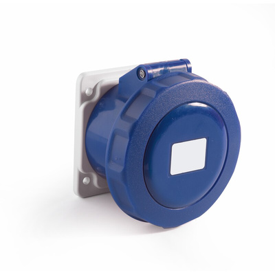 RS PRO IP67 Blue Panel Mount 2P + E Industrial Power Socket, Rated At 16A, 200 → 250 V