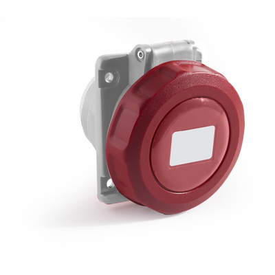 RS PRO IP67 Red Panel Mount 3P + N + E Angled Industrial Power Socket, Rated At 32A, 380 → 415 V