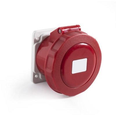 RS PRO IP67 Red Panel Mount 3P + N + E Industrial Power Socket, Rated At 32A, 380 → 415 V