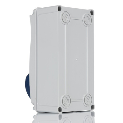 RS PRO IP67 Blue Wall Mount 2P + E Vertical Industrial Power Socket, Rated At 16A, 230 V