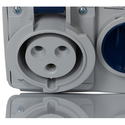 RS PRO IP67 Blue Wall Mount 2P + E Horizontal Industrial Power Socket, Rated At 32A, 230 V