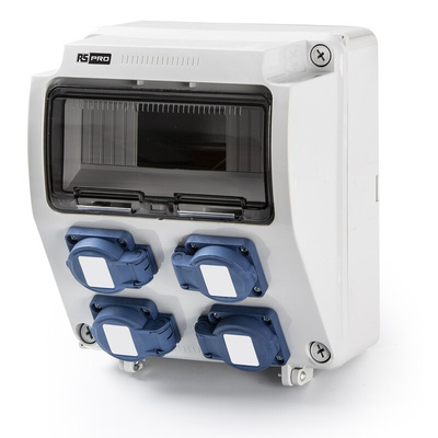RS PRO IP44 Grey 2P + E Industrial Power Socket, Rated At 16A, 230 V