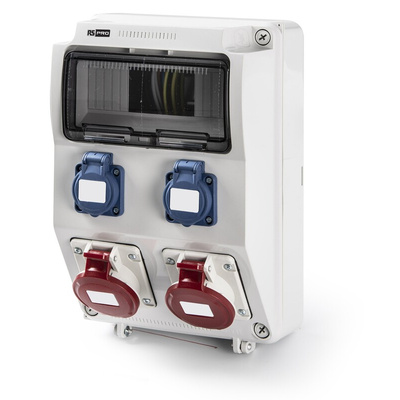 RS PRO IP44 Grey 2P + E, 3P + E Industrial Power Socket, Rated At 16A, 400 V